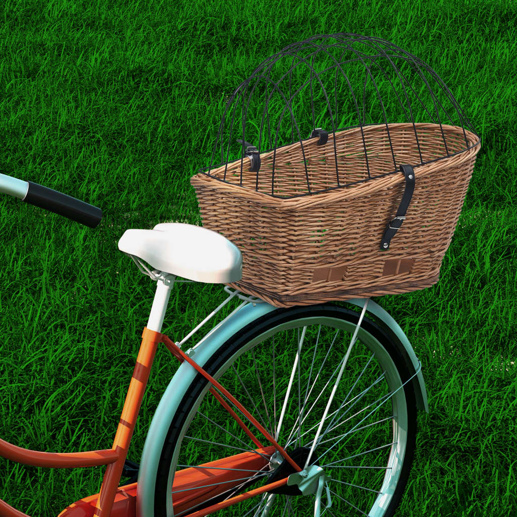 vidaXL Οπίσθιο Καλάθι Ποδηλάτου με Κάλυμμα 55x31x36 εκ. Ξύλο Ιτιάς