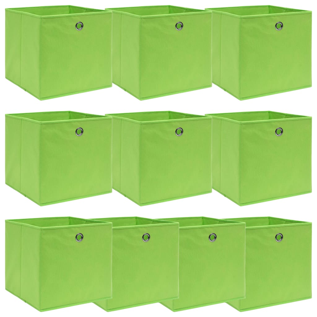 vidaXL Κουτιά Αποθήκευσης 10 τεμ. Πράσινα 32 x 32 x 32 εκ. Υφασμάτινα