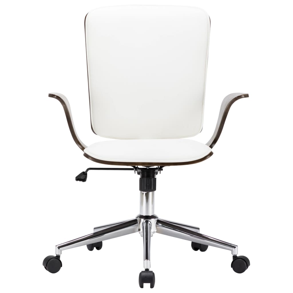 vidaXL Καρέκλα Γραφείου Περιστρεφόμενη Λευκή Συνθ. Δέρμα/Λυγισμ. Ξύλο