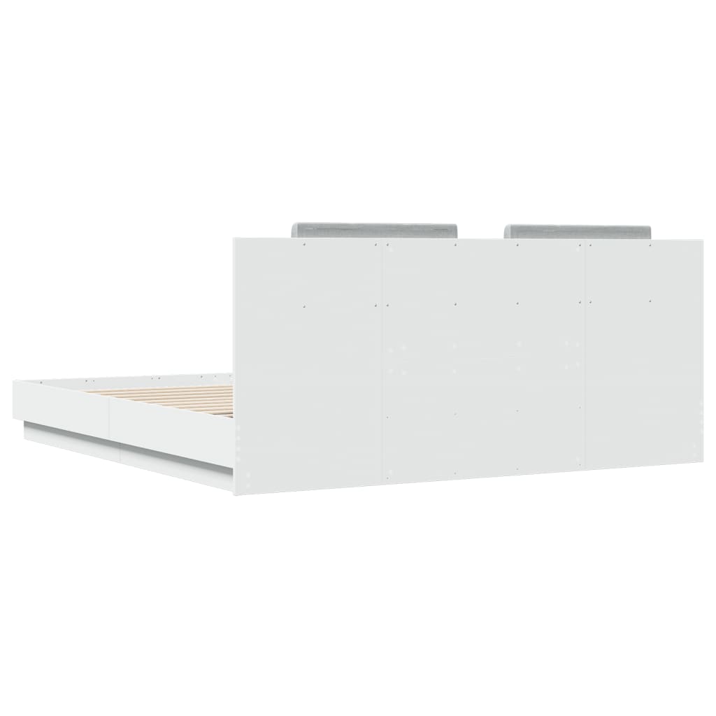 vidaXL Πλαίσιο Κρεβατιού με Κεφαλάρι και LED Λευκό 180 x 200 εκ.