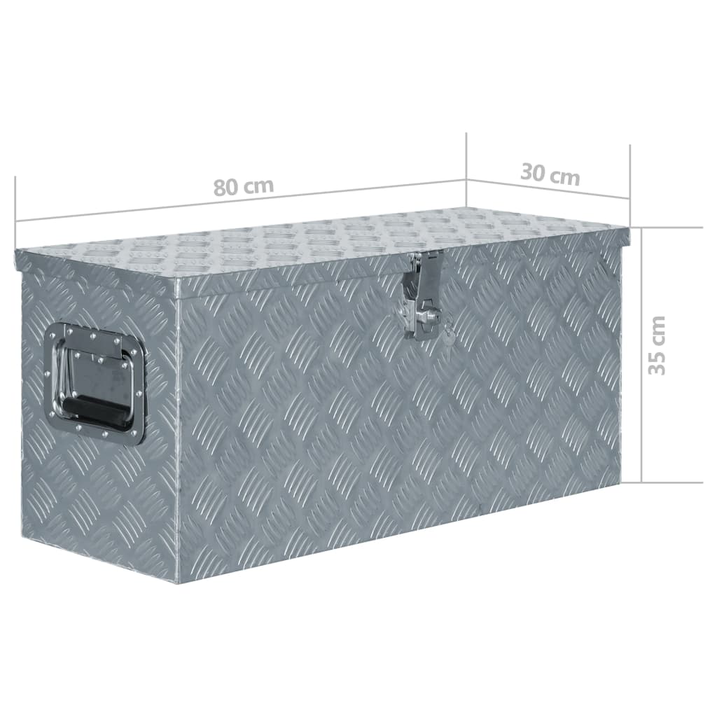 vidaXL Κουτί Αποθήκευσης Ασημί 80 x 30 x 35 εκ. Αλουμινίου
