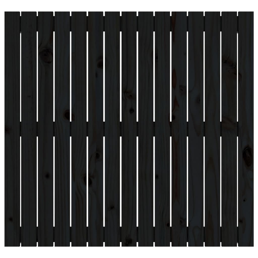 vidaXL Κεφαλάρι Τοίχου Μαύρο 95,5x3x90 εκ. από Μασίφ Ξύλο Πεύκου