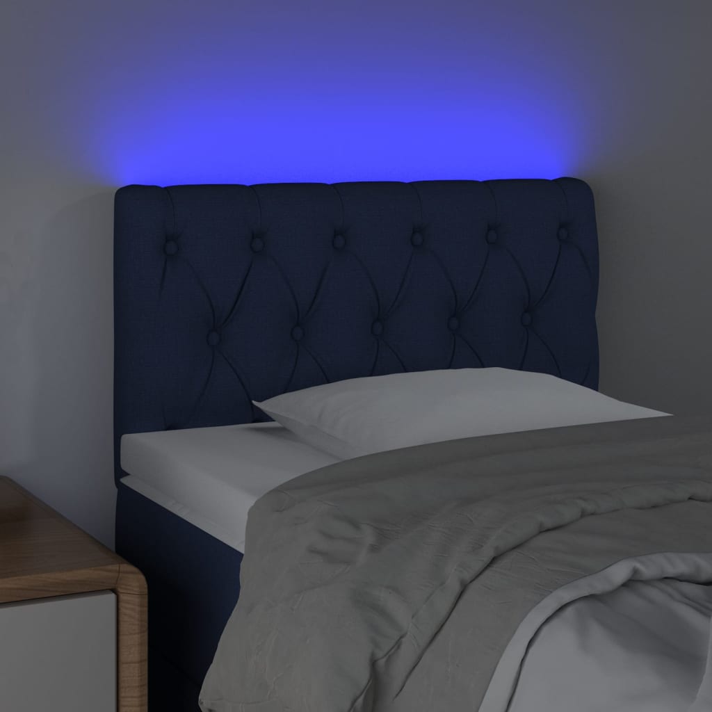 vidaXL Κεφαλάρι Κρεβατιού LED Μπλε 80x7x78/88 εκ. Υφασμάτινο
