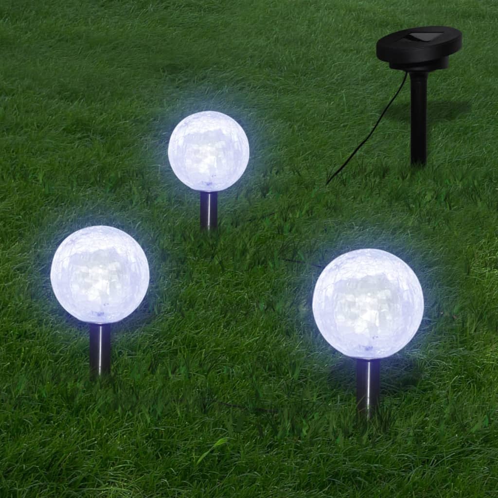 vidaXL Φωτιστικά Ηλιακά Μπάλα LED 3 τεμ. με Στηρίγματα & Ηλιακό Πάνελ