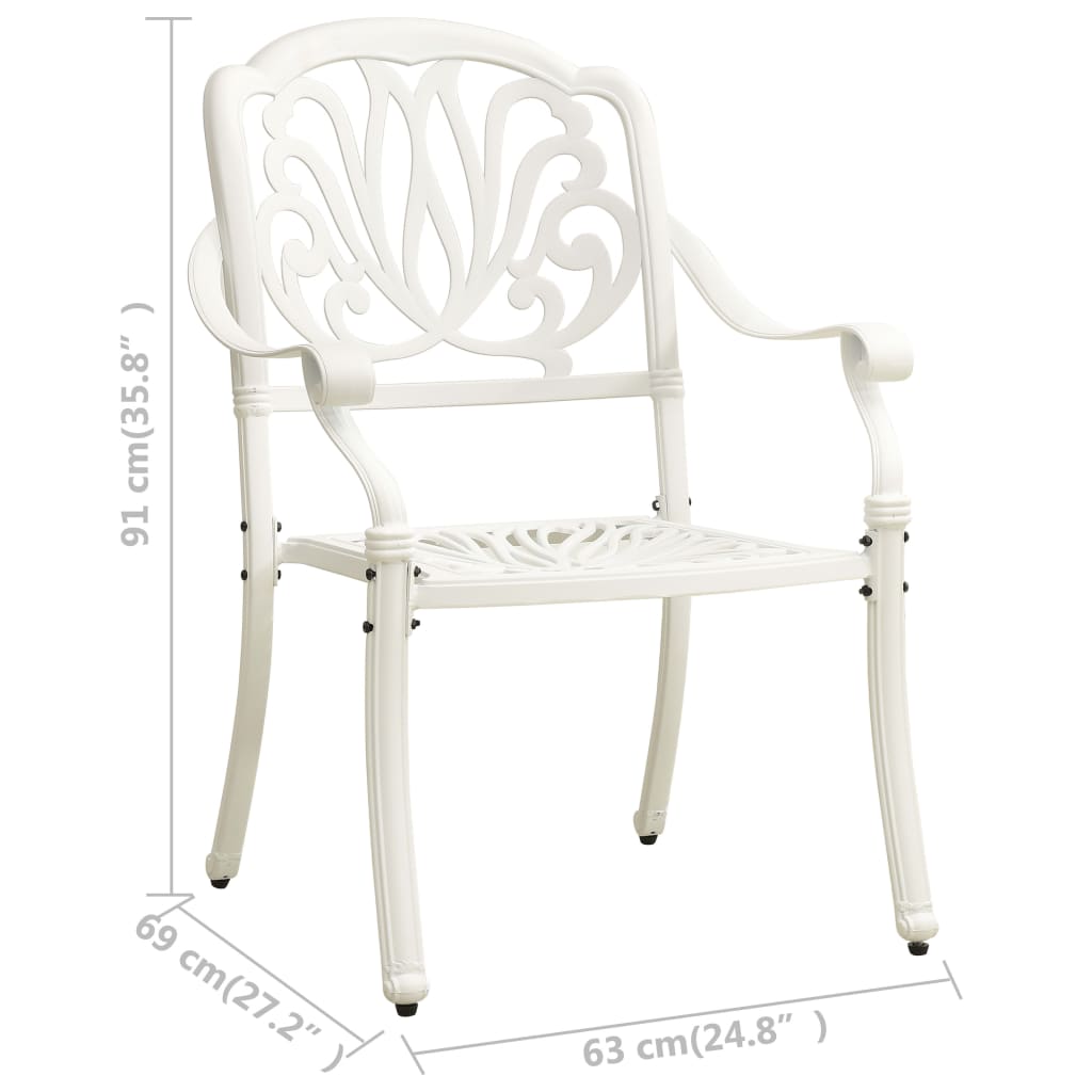 vidaXL Καρέκλες Κήπου 2 τεμ. Λευκές από Χυτό Αλουμίνιο