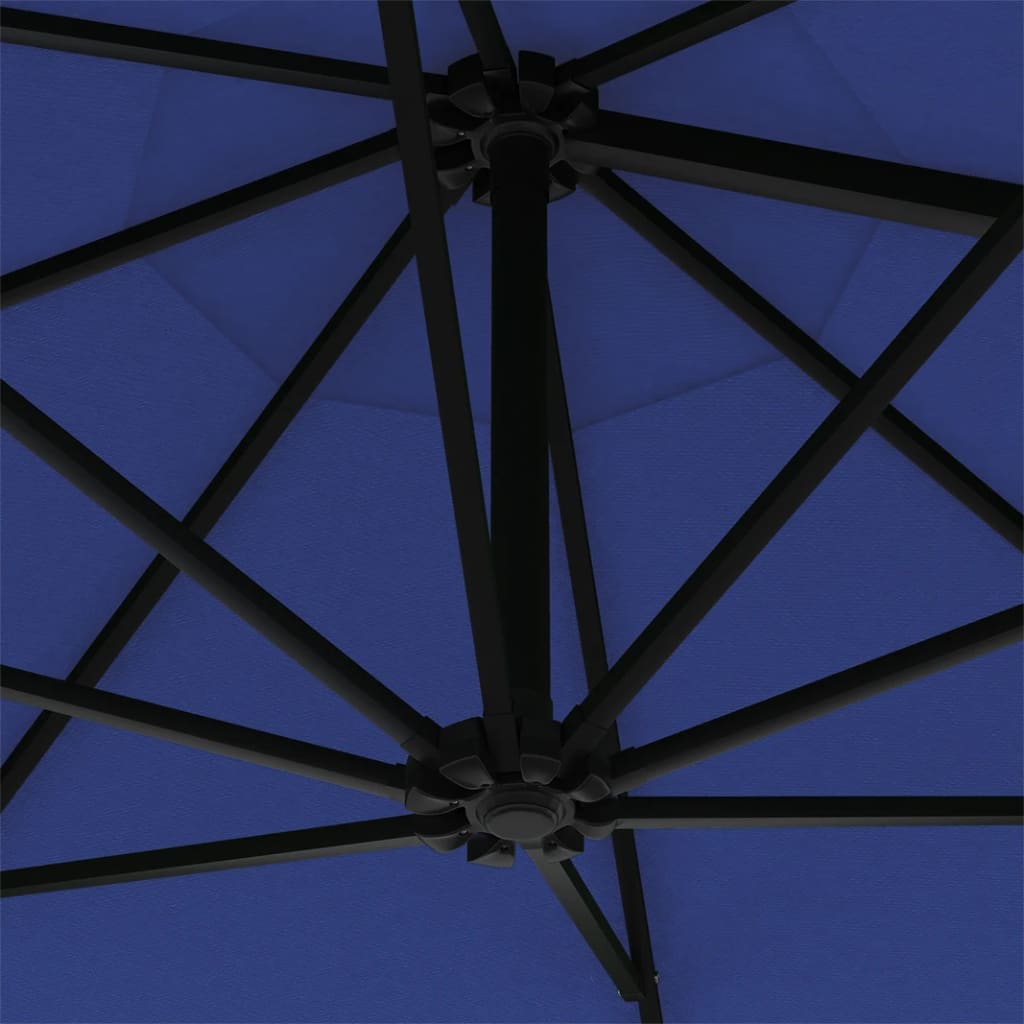 vidaXL Ομπρέλα Τοίχου με LED Μπλε 300 εκ. με Μεταλλικό Ιστό