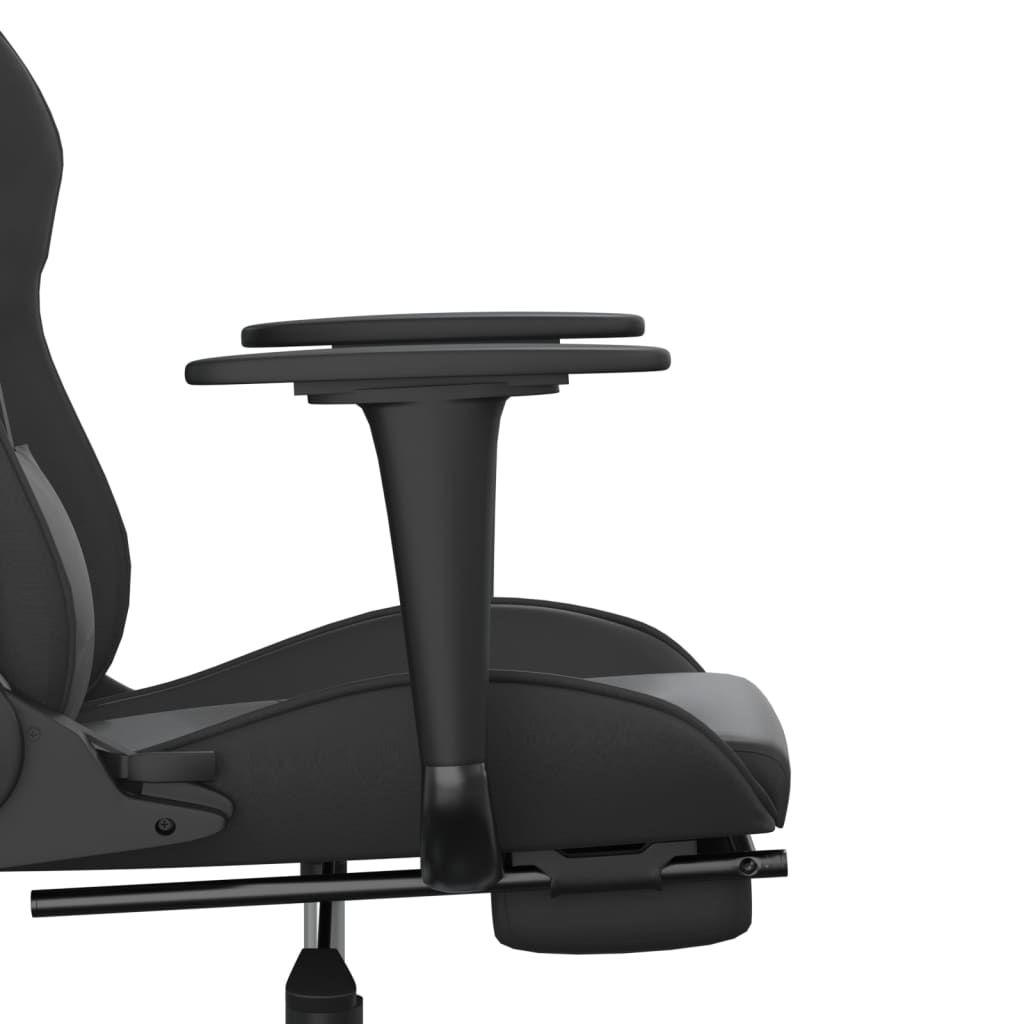 vidaXL Καρέκλα Gaming Μασάζ Υποπόδιο Μαύρο από Συνθετικό Δέρμα