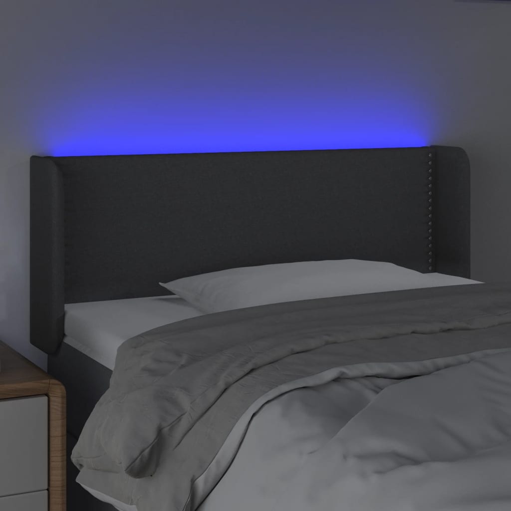 vidaXL Κεφαλάρι Κρεβατιού LED Σκούρο Γκρι 93x16x78/88 εκ. Υφασμάτινο