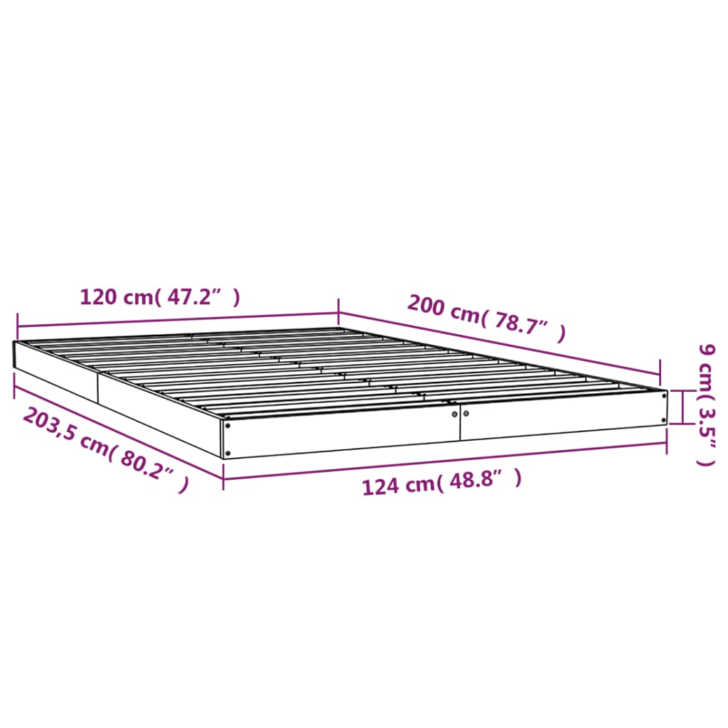 vidaXL Πλαίσιο Κρεβατιού 120 x 200 εκ. από Μασίφ Ξύλο Πεύκου