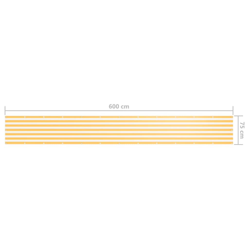 vidaXL Διαχωριστικό Βεράντας Λευκό/Κίτρινο 75 x 600 εκ. Ύφασμα Oxford