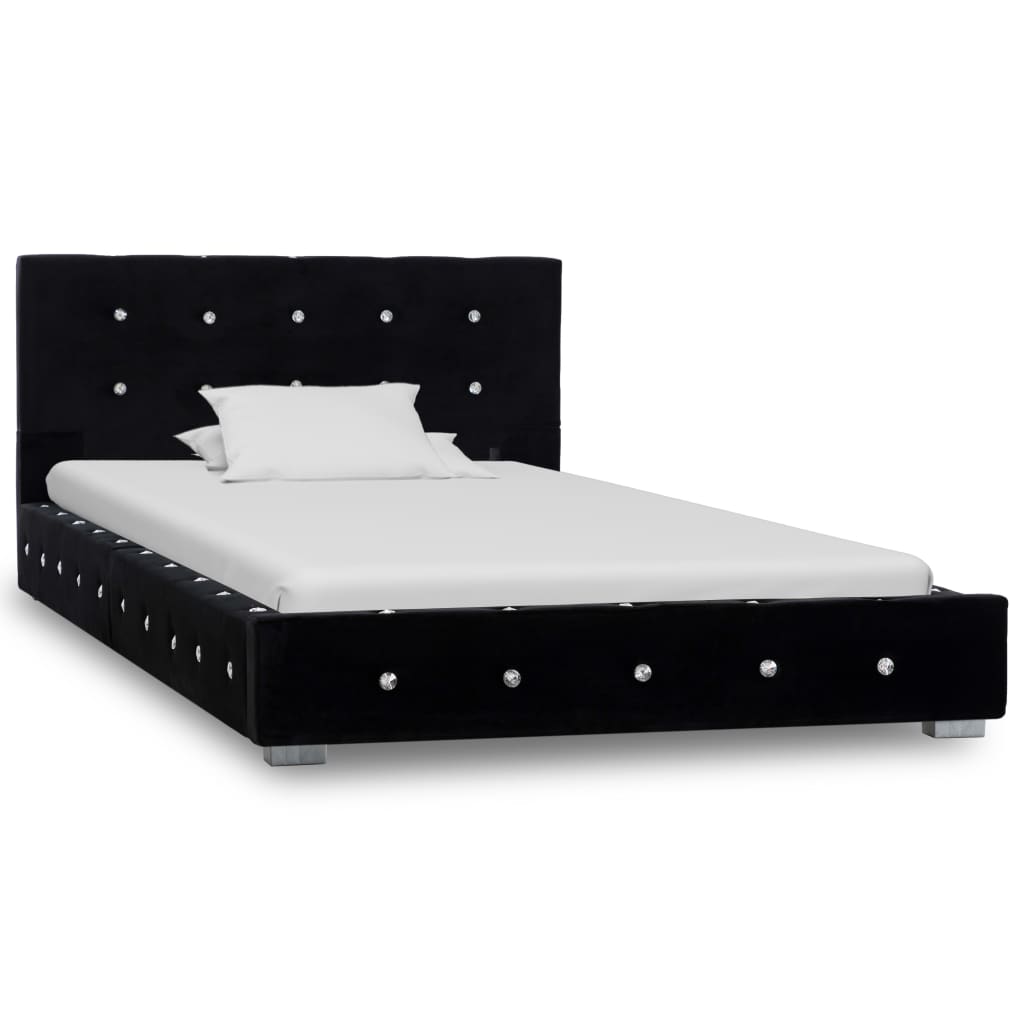 vidaXL Κρεβάτι Μαύρο 90 x 200 εκ. Βελούδινο με Στρώμα