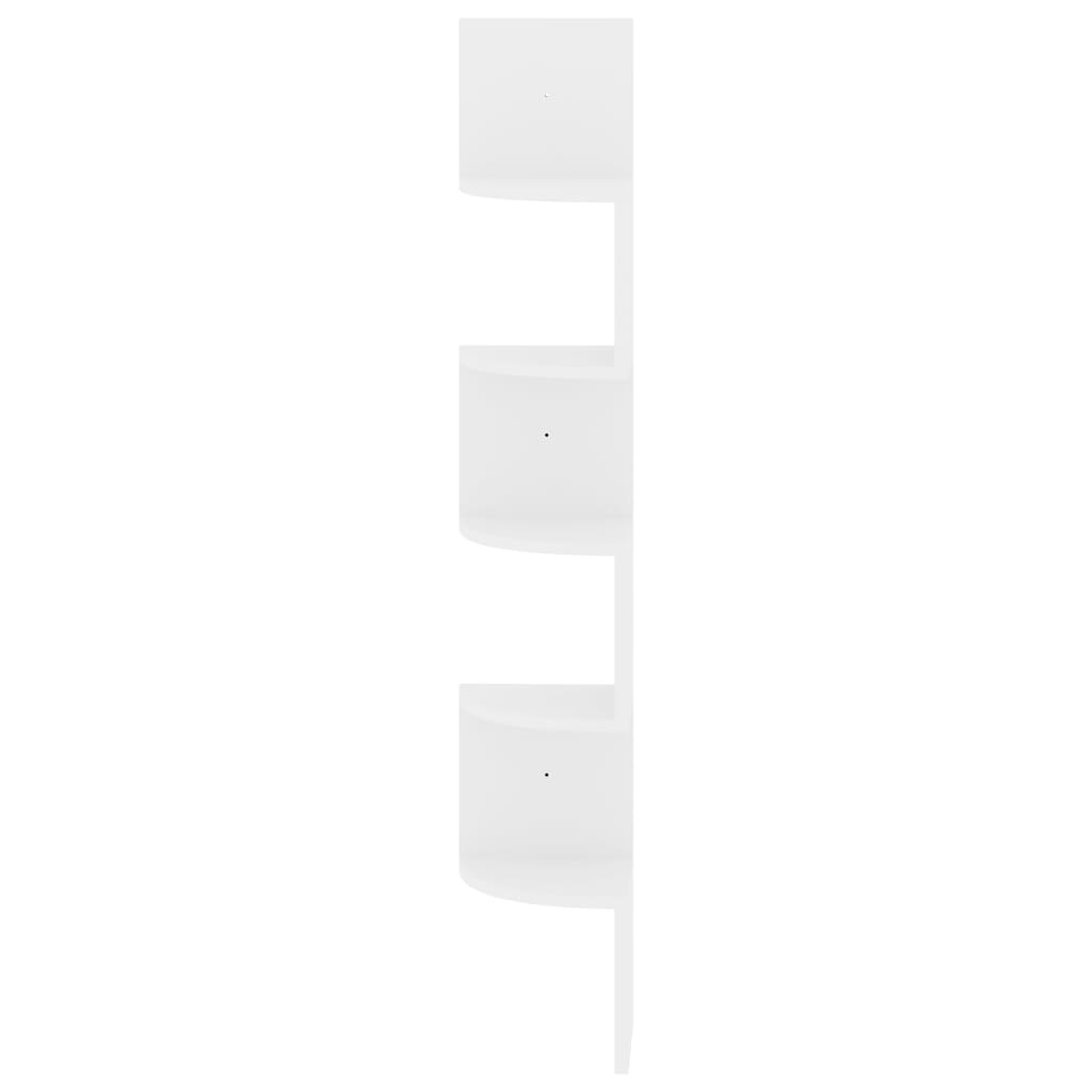 vidaXL Γωνιακή Ραφιέρα Τοίχου Λευκή Γυαλ. 19x19x123 εκ. από Επεξ. Ξύλο