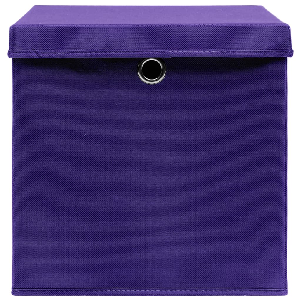 vidaXL Κουτιά Αποθήκευσης με Καπάκια 4 τεμ. Μοβ 28 x 28 x 28 εκ.