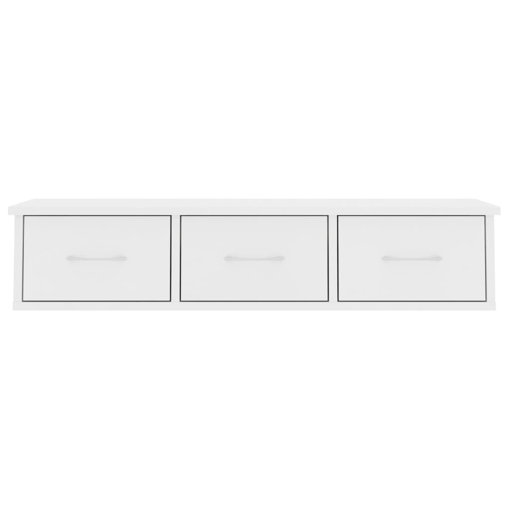vidaXL Ράφι Τοίχου με Συρτάρια Λευκό 88 x 26 x 18,5 εκ. Μοριοσανίδα