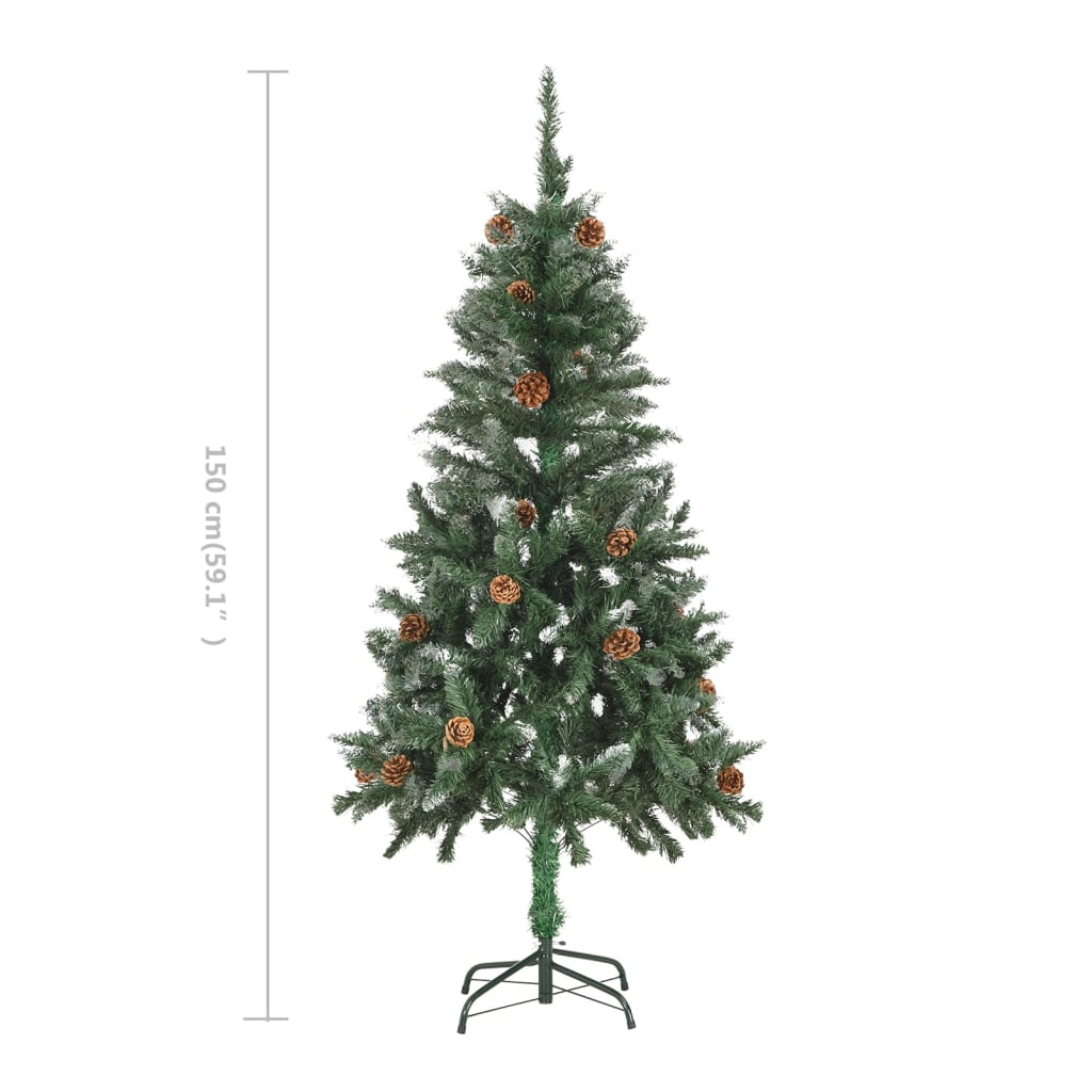 vidaXL Χριστουγεννιάτικο Δέντρο 150 εκ. με Κουκουνάρια/Λευκό Γκλίτερ