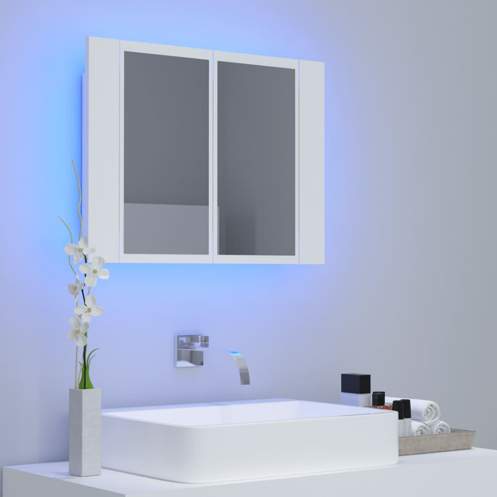 vidaXL Καθρέφτης Μπάνιου με Ντουλάπι LED Λευκός 60x12x45 εκ. Ακρυλικός