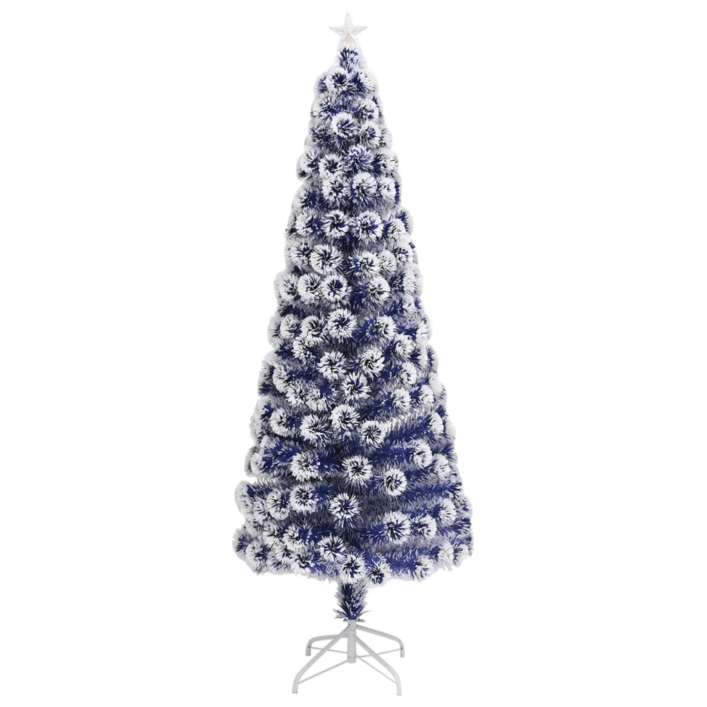 vidaXL Χριστ Δέντρο Τεχνητό Προφωτισμένο Οπτικές Ίνες Λευκό/Μπλε 240εκ