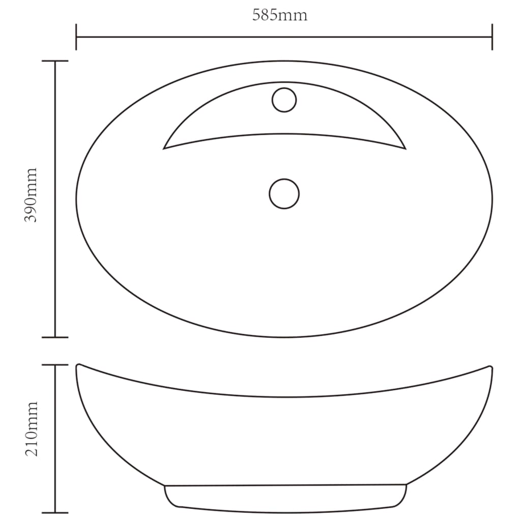 vidaXL Νιπτήρας με Οπή Υπερχείλισης Ασημί 58,5x39x21 εκ. Κεραμικός