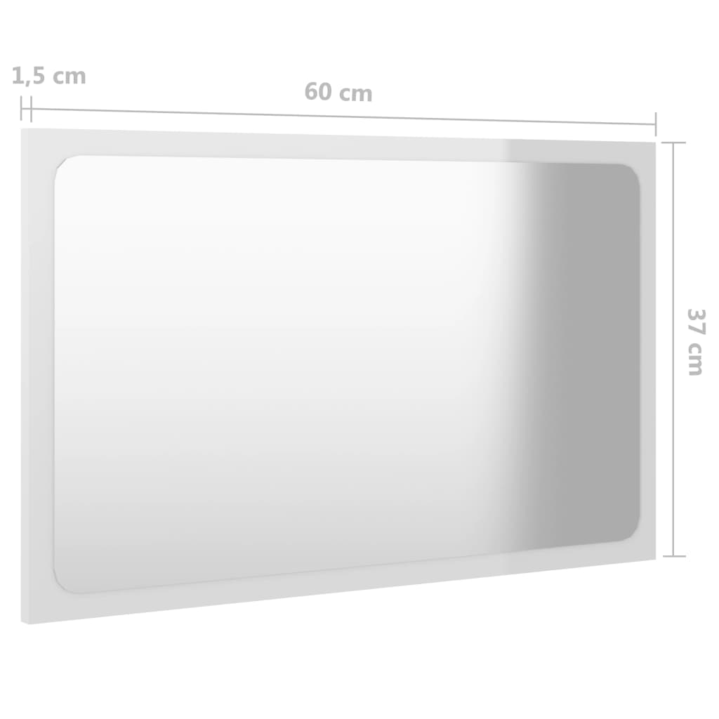 vidaXL Καθρέφτης Μπάνιου Γυαλιστερό Λευκό 60x1,5x37 εκ. Μοριοσανίδα
