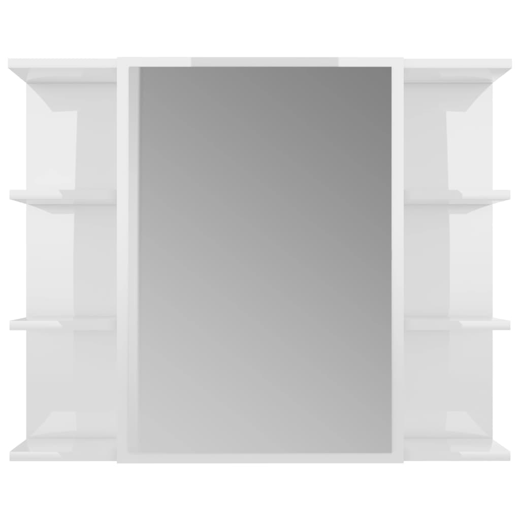 vidaXL Καθρέφτης Μπάνιου Γυαλιστερό Λευκό 80x20,5x64 εκ. Μοριοσανίδα