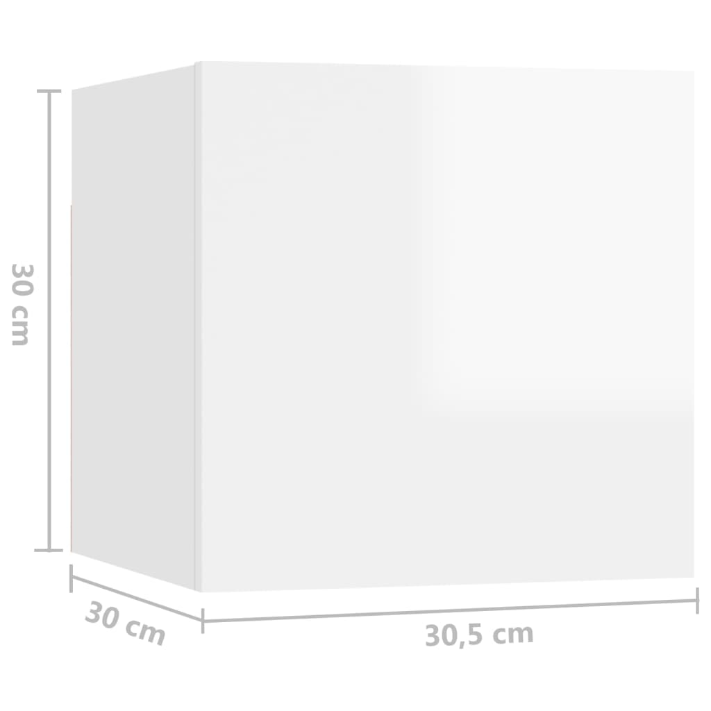 vidaXL Κομοδίνο Γυαλιστερό Λευκό 30,5 x 30 x 30 εκ. από Μοριοσανίδα