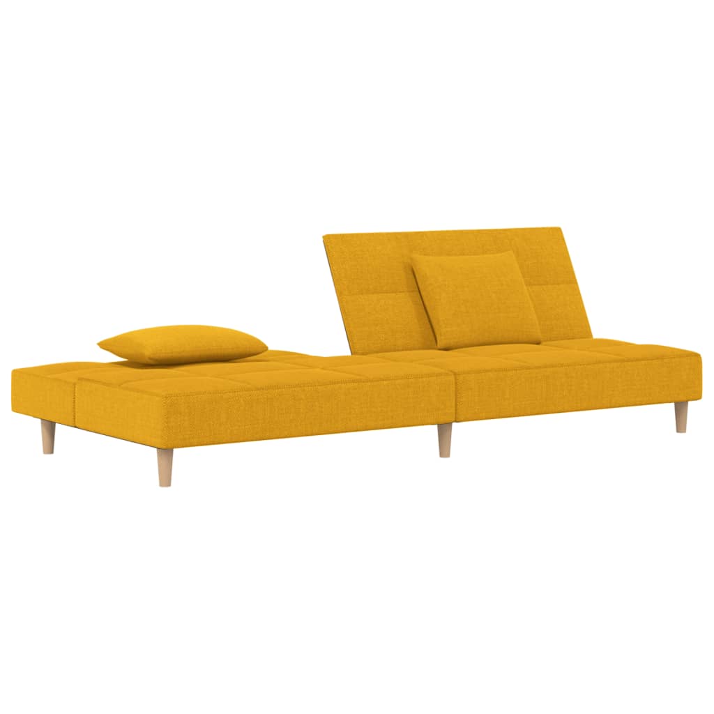 vidaXL Καναπές Κρεβάτι Διθέσιος Κίτρινος Υφασμάτινος με Δύο Μαξιλάρια