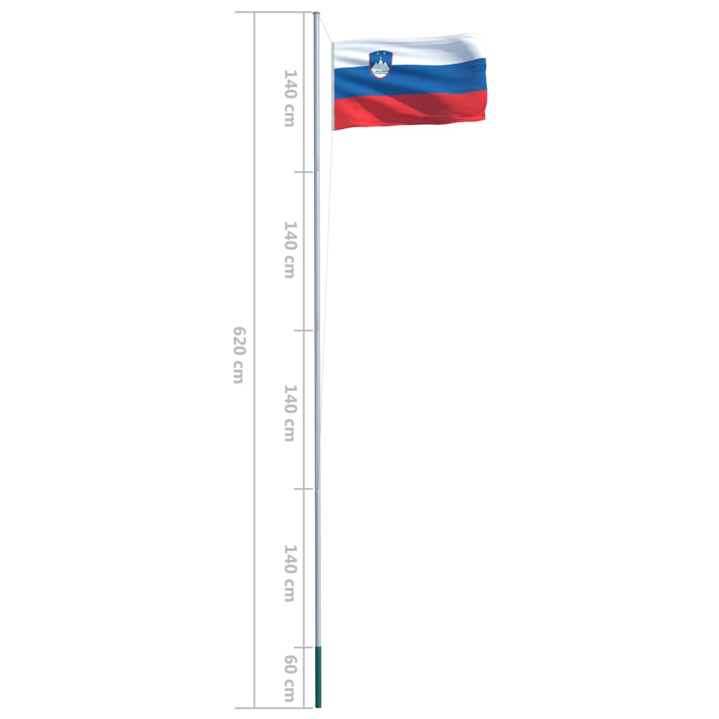vidaXL Σημαία Σλοβενίας 6,2 μ. με Ιστό Αλουμινίου