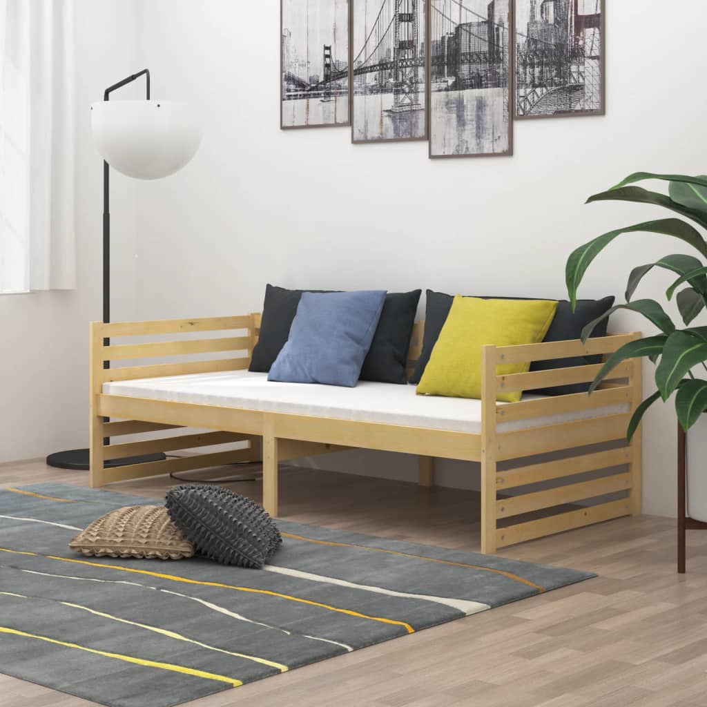 vidaXL Καναπές Κρεβάτι με Στρώμα 90 x 200 εκ. από Μασίφ Ξύλο Πεύκου