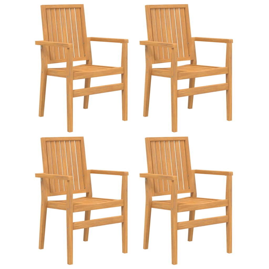 vidaXL Καρέκλες Κήπου Στοιβαζόμενες 4 τεμ. 56,5x57,5x91 εκ. Μασίφ Teak