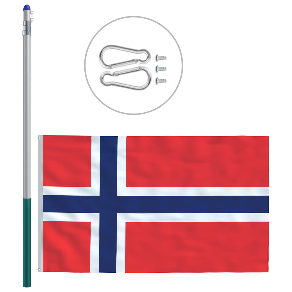 vidaXL Σημαία Νορβηγίας 6 μ. με Ιστό Αλουμινίου