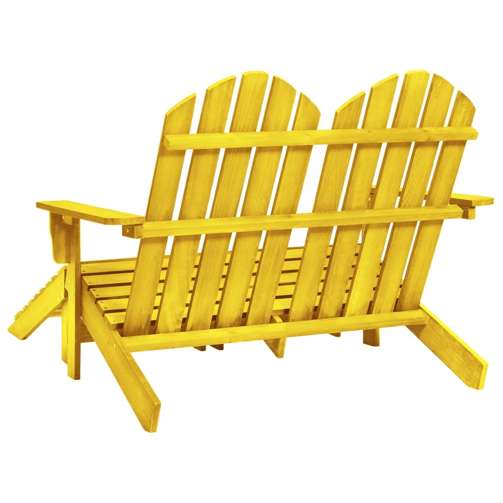 vidaXL Καρέκλα Κήπου Adirondack Διθέσια Κίτρινη Ξύλο Ελάτης & Υποπόδιο