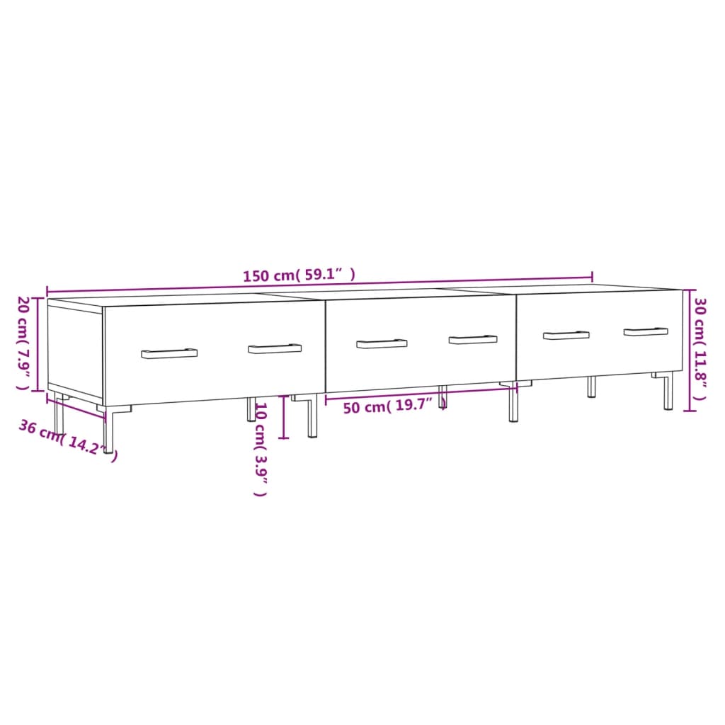 vidaXL Έπιπλο Τηλεόρασης Καπνιστή Δρυς 150x36x30 εκ. Επεξ. Ξύλο
