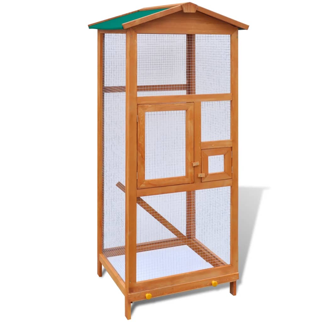 vidaXL Κλουβί Πουλιών/Σπίτι Μικρών Ζώων Εξωτ. Χώρου 2 Πόρτες Ξύλινο
