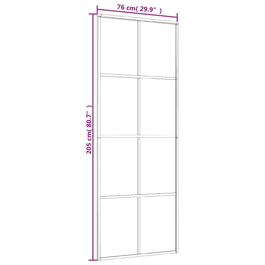 vidaXL Συρόμενη Πόρτα Μαύρη 76 x 205 εκ. από Γυαλί ESG και Αλουμίνιο