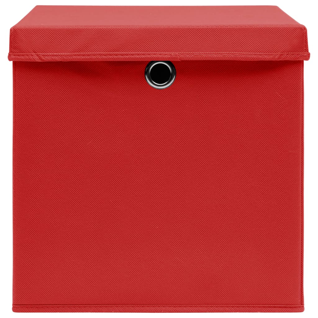 vidaXL Κουτιά Αποθήκευσης με Καπάκια 4 τεμ Κόκκινα 32x32x32εκ Ύφασμα
