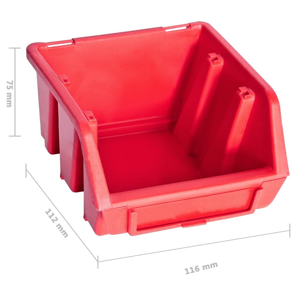 vidaXL Κουτιά Αποθήκευσης Σετ 141 τεμ. Κόκκινα/Μαύρα με Πάνελ Τοίχου