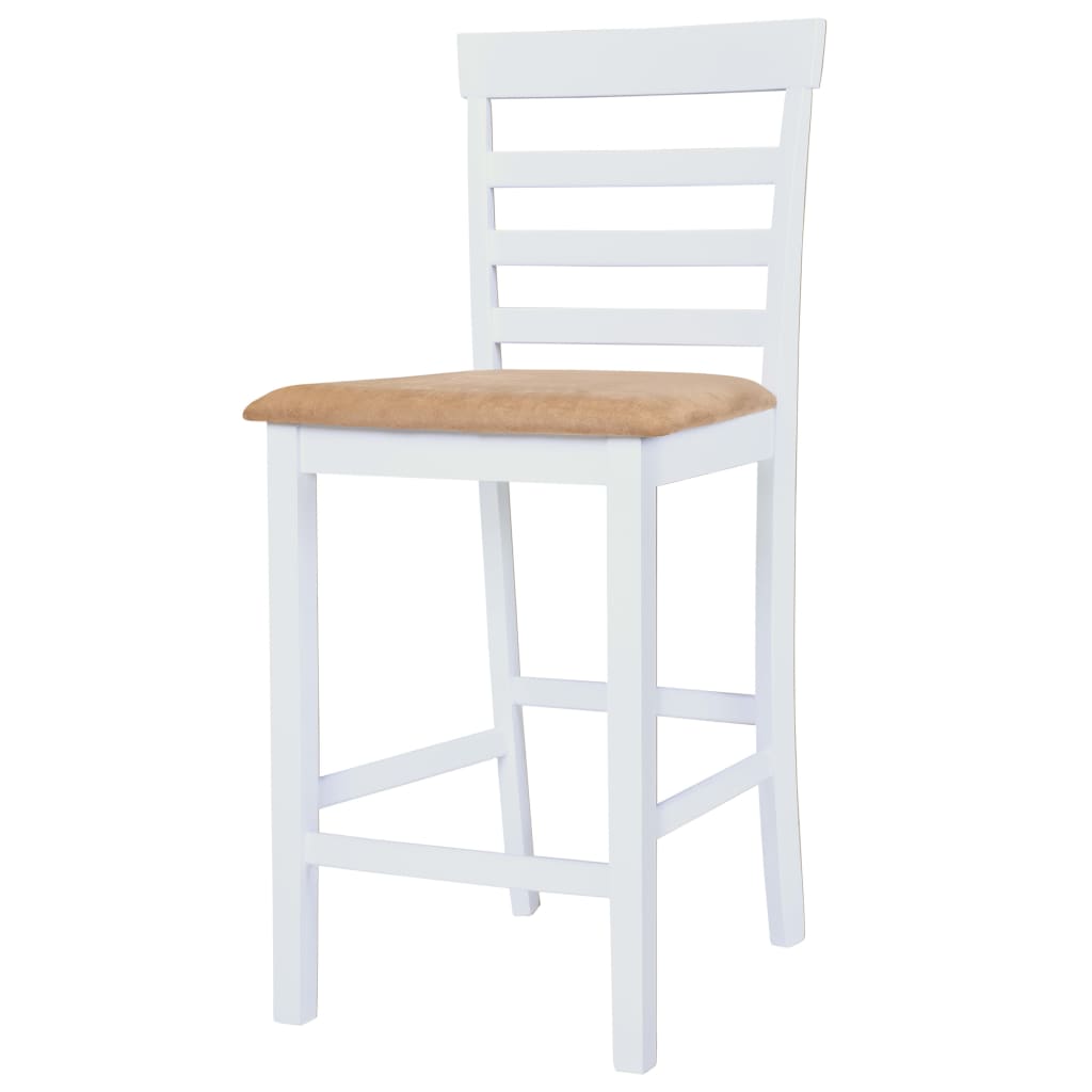 vidaXL Σετ Τραπέζι και Καρέκλες Μπαρ 3 τεμ. Καφέ &amp; Λευκό Μασίφ Ξύλο