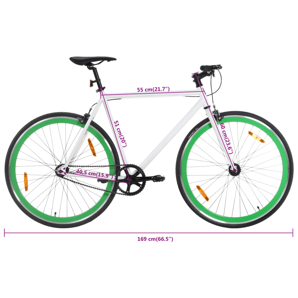 vidaXL Ποδήλατο Μονής Ταχύτητας Λευκό και Πράσινο 700c 51 εκ.