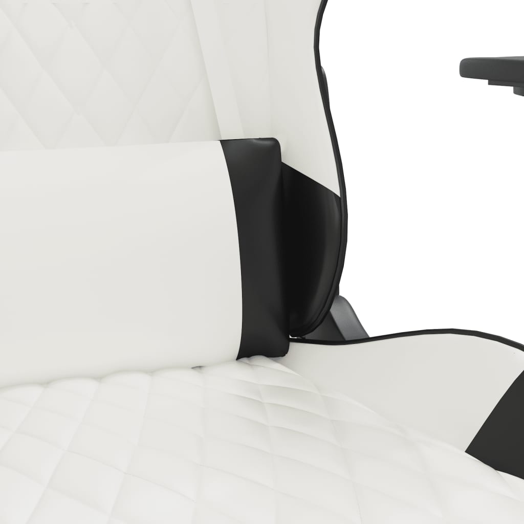 vidaXL Καρέκλα Gaming με Υποπόδιο Λευκό και Μαύρο από Συνθετικό Δέρμα