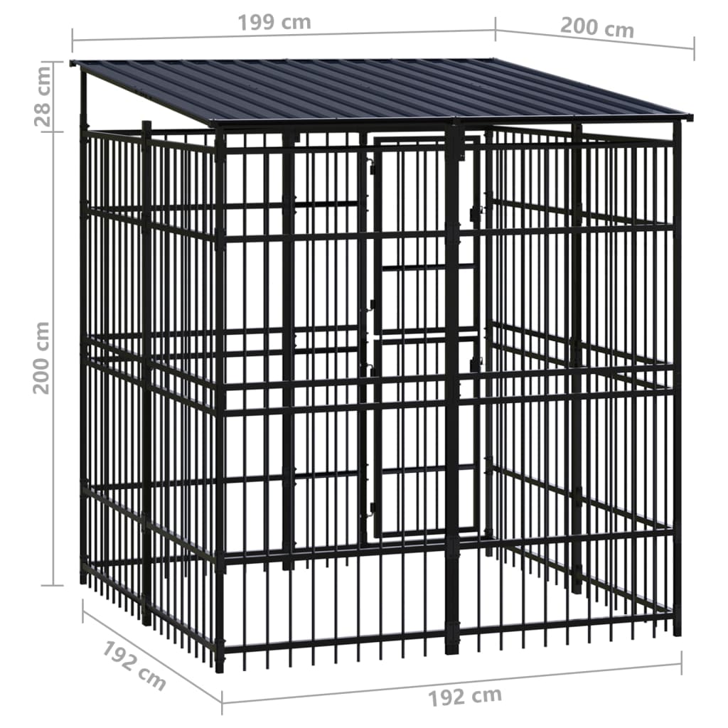 vidaXL Κλουβί Σκύλου Εξωτερικού Χώρου με Οροφή 3,69 μ² από Ατσάλι