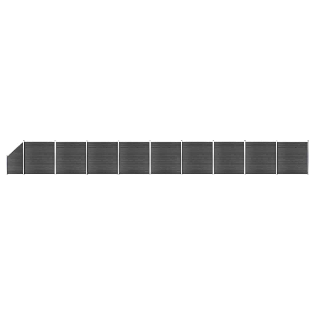 vidaXL Σετ Πάνελ Περίφραξης Μαύρο 1657 x (105-186) εκ. από WPC