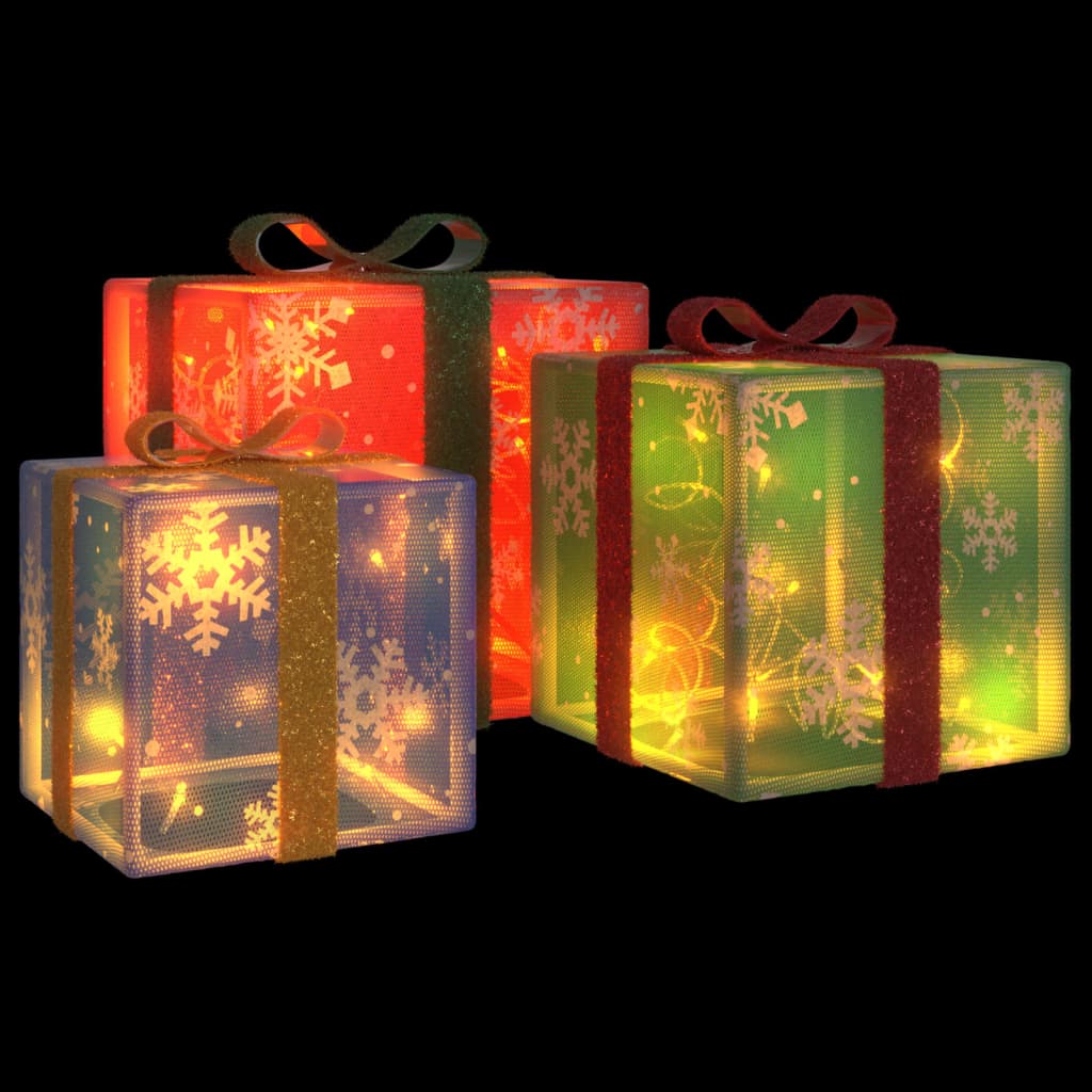 vidaXL Κουτιά Χριστουγεννιάτικα Φωτιζόμενα 3 τεμ. 64 LED Θερμό Λευκό