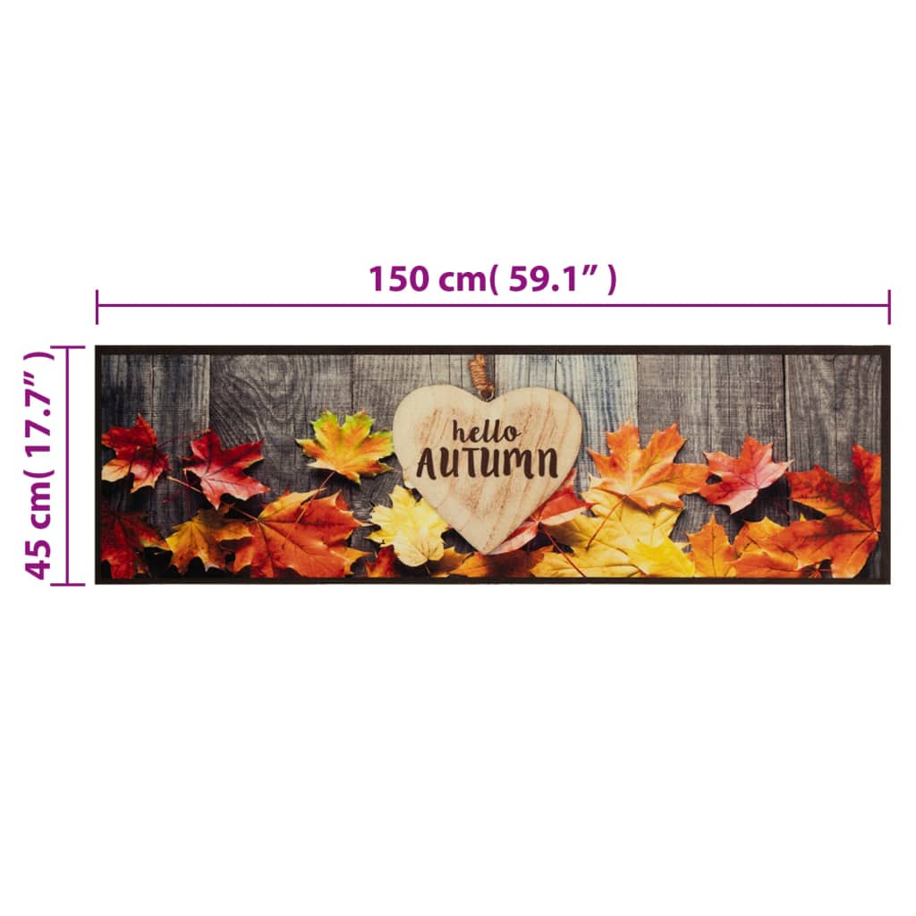 vidaXL Χαλί Κουζίνας Πλενόμενο Σχέδιο Autumn 45 x 150 εκ. Βελούδινο
