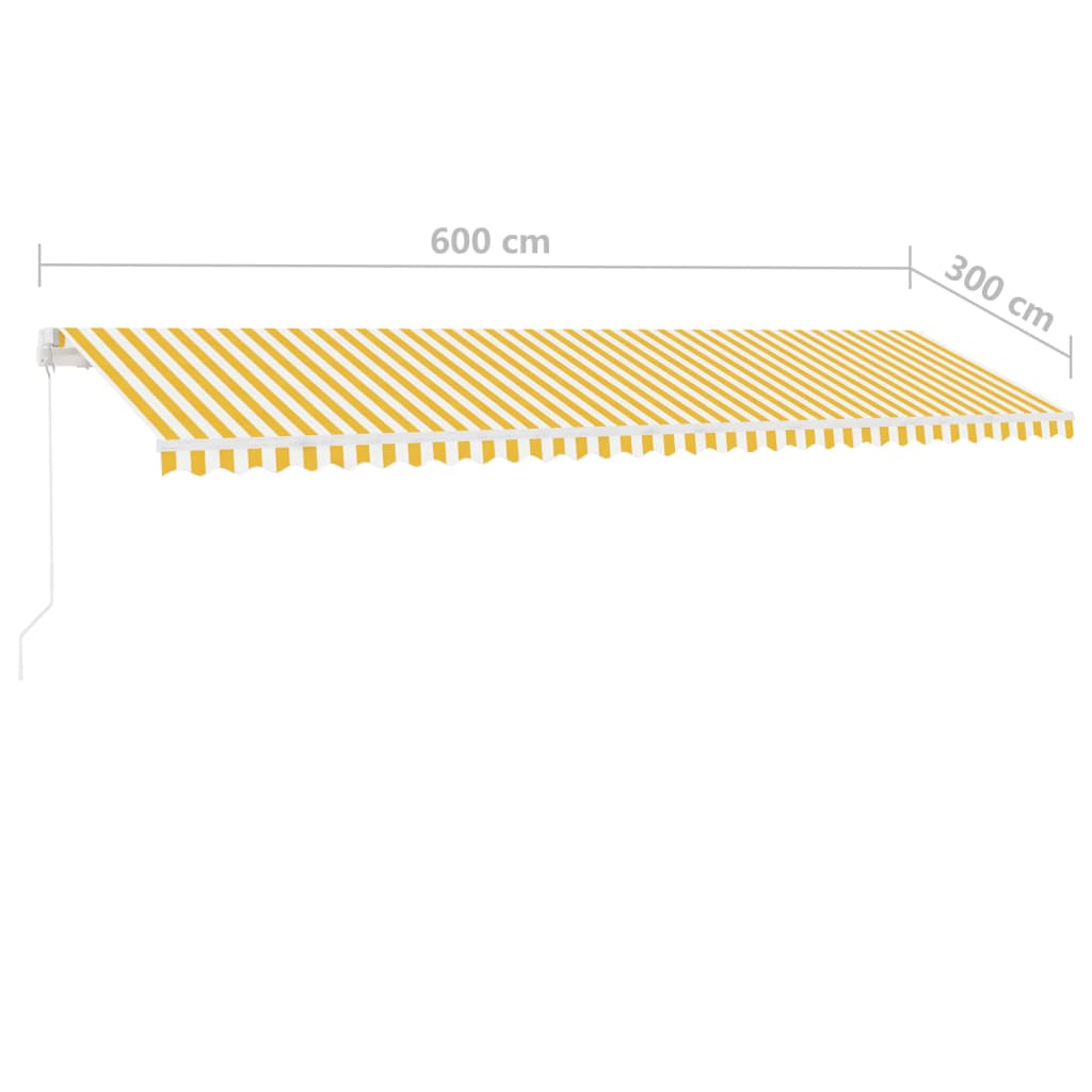 vidaXL Τέντα Χειροκίνητη Ανεξάρτητη Συρόμενη Κίτρινο / Λευκό 600x300εκ