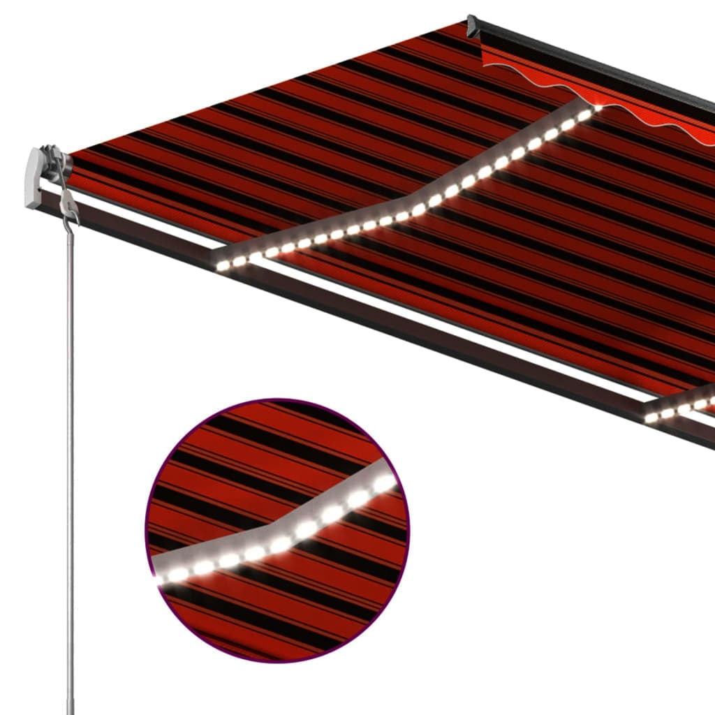 vidaXL Τέντα Αυτόματη με LED & Αισθ. Ανέμου Πορτοκαλί/Καφέ 3 x 2,5 μ.