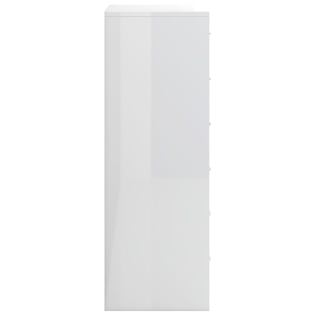 vidaXL Συρταριέρα με 6 Συρτάρια Γυαλ. Λευκό 50x34x96 εκ. Μοριοσανίδα