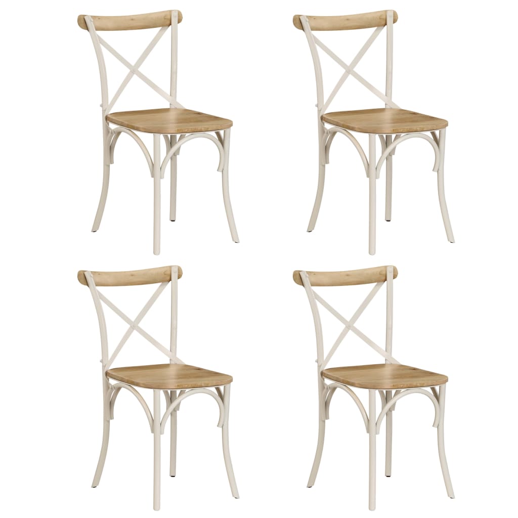 vidaXL Καρέκλες με Χιαστί Πλάτη 4 τεμ. Λευκές από Μασίφ Ξύλο Μάνγκο