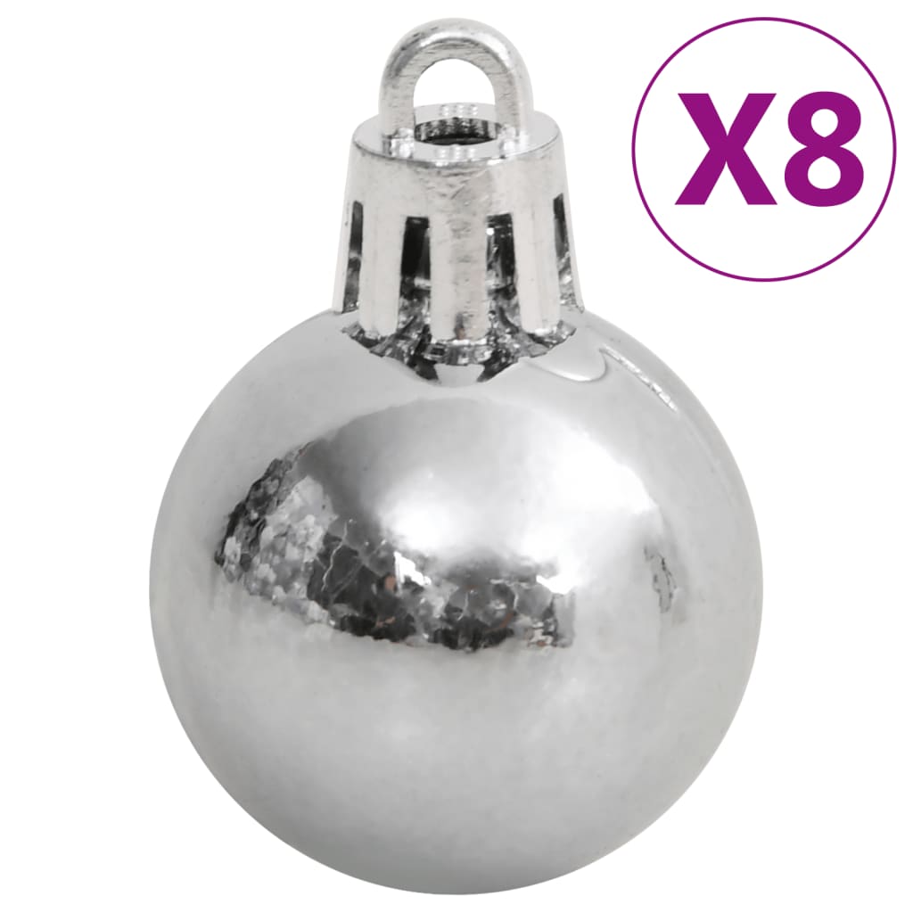 vidaXL Σετ Μπάλες Χριστουγεννιάτικες 111 τεμ. Λευκές/Γκρι Πολυστυρένιο