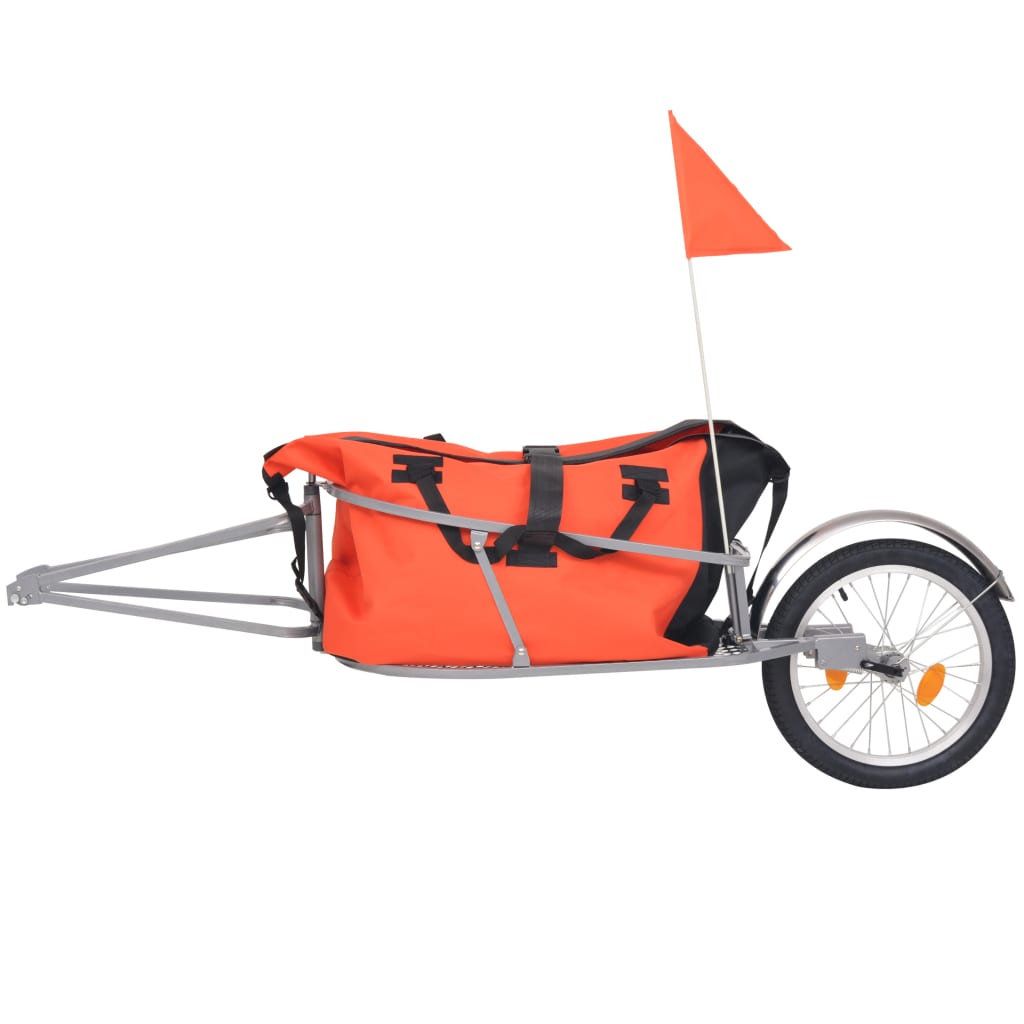 vidaXL Τρέιλερ Ποδηλάτου Μεταφοράς Αποσκευών Πορτοκαλί / Μαύρο με Σάκο