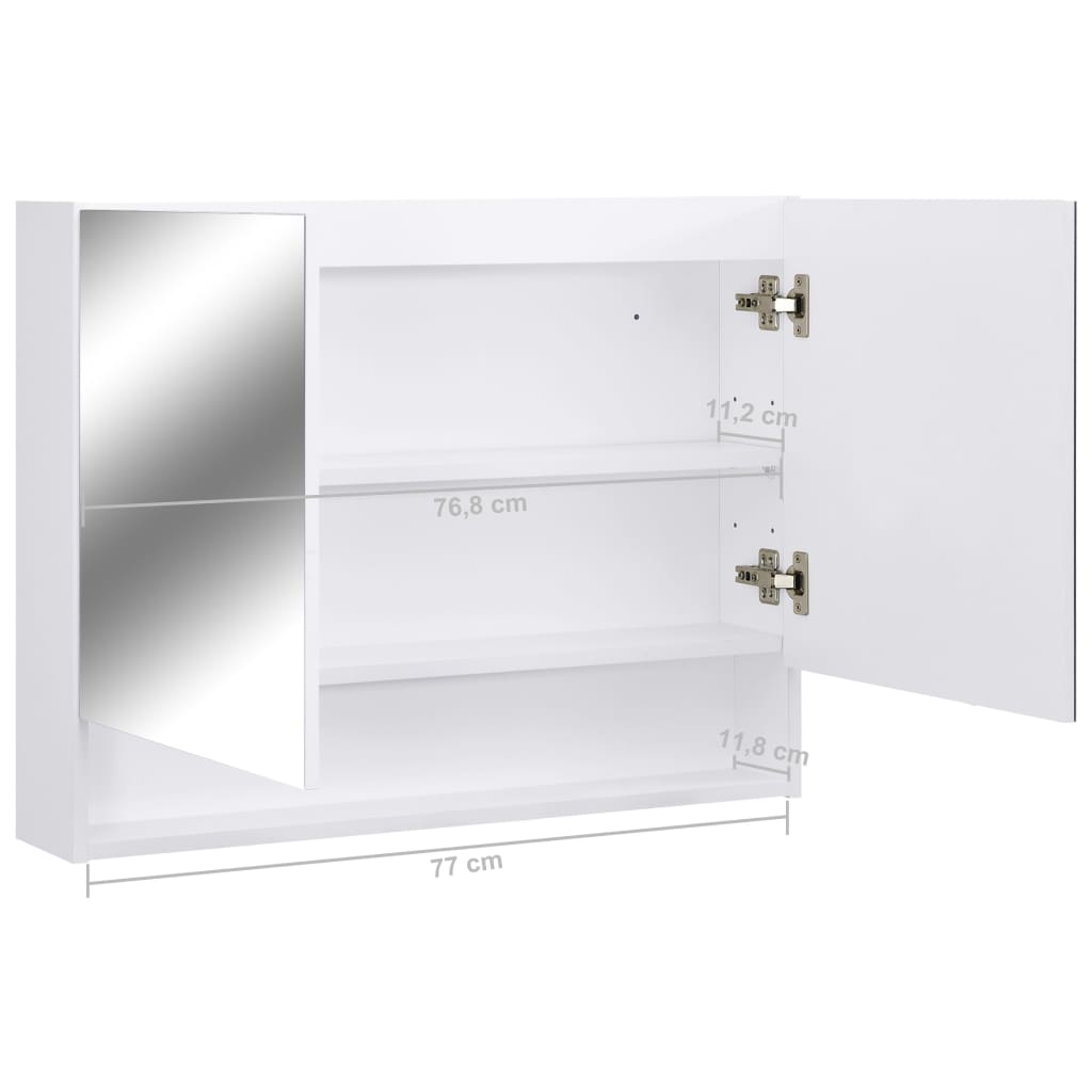 vidaXL Καθρέφτης Μπάνιου με Ντουλάπι / LED Λευκό 80 x 15 x 60 εκ. MDF